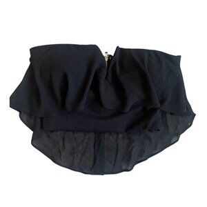 Bebe Black Super Crop Top with Sheer Overlay & Back Zipper Size Small